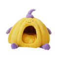 Load image into Gallery viewer, Pumpkin Cat Cave Bed orange fluffy plush cave for cats | GraviPaw