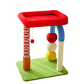 Load image into Gallery viewer, Compact Cat Climbing Tree with red platform, sisal posts, blue arch and stacked colorful toy balls | GraviPaw