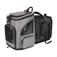Load image into Gallery viewer, Expandable Pet Backpack Carrier gray heathered fabric with expanded mesh side panels open | GraviPaw