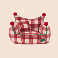 Load image into Gallery viewer, Christmas Plaid Plush Pet Sofa Bed – Thickened Warm Dog & Cat Couch with Raised Backrest