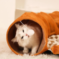 Load image into Gallery viewer, 2-in-1 Cat Tunnel Bed with Cushion, Soft Plush Cat Sleeping Tunnel & Mat