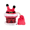 Load image into Gallery viewer, Christmas Clumsy Claus Santa in Chimney Squeaky Plush Dog Toy with Gift Bag | GraviPaw