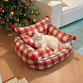 Load image into Gallery viewer, Christmas Plaid Plush Pet Sofa Bed – Thickened Warm Dog & Cat Couch with Raised Backrest
