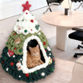 Load image into Gallery viewer, DIY Christmas Tree Cat House Kit – Felt Pet Bed with Ornaments | Build-Your-Own Christmas Hideaway for Cats & Kittens