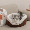 Load image into Gallery viewer, Nordic Patchwork Plush Cat Cave Bed – Cozy Semi-Enclosed Sleeping Nest for Cats & Small Dogs