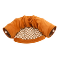 Load image into Gallery viewer, 2-in-1 Cat Tunnel Bed with Cushion Flat View Showing Full Tunnel, Cushion Bed and Diamond-Pattern Fabric | GraviPaw
