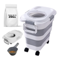 Load image into Gallery viewer, Collapsible Pet Food Storage Container with Wheels and Scoop – Airtight Bin for Dog, Cat & Small Animal Food