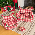 Load image into Gallery viewer, Christmas Plaid Plush Pet Sofa Bed – Thickened Warm Dog & Cat Couch with Raised Backrest