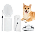 Load image into Gallery viewer, Portable Foldable Pet Water Bottle with Shiba Inu dog - white bottle open showing integrated drinking bowl | GraviPaw