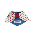 Load image into Gallery viewer, Adjustable denim heart bow pet collar with snap-button closure on white background