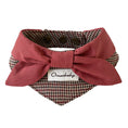 Load image into Gallery viewer, Red bow houndstooth pet bandana collar on white background for small to medium dogs and cats