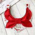 Load image into Gallery viewer, Red bow cotton bandana pet collar with delicate print detail