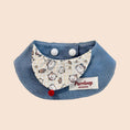 Load image into Gallery viewer, Cute cartoon pet collar bandana with soft blue denim and playful animal print for cats and dogs