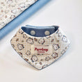 Load image into Gallery viewer, Cartoon bear print side of reversible pet bandana collar with snap-button closure