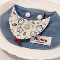Load image into Gallery viewer, Cute cartoon pet bandana collar with snap-button closure styled on plate