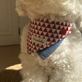 Load image into Gallery viewer, White curly dog wearing red white diamond pattern triangle pet bandana