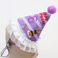 Load image into Gallery viewer, Gravipaw dog birthday party hat with pompom top, ruffle trim and custom embroidered age number for Border Collies
