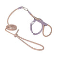 Load image into Gallery viewer, Grey adjustable lightweight cat harness and rope leash set flat lay on white background with brown leather detail