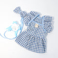 Load image into Gallery viewer, Blue Plaid Pet Dress with Bow