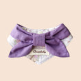 Load image into Gallery viewer, Lavender floral bow bandana collar with purple bow and floral pattern for cats and dogs