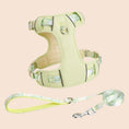 Load image into Gallery viewer, Lemon green breathable mesh dog harness and leash set with reflective strips for summer
