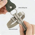 Load image into Gallery viewer, Close up of cat harness showing metal sliding ring and metal limit buckle adjustment points with labels