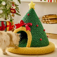 Load image into Gallery viewer, Christmas Tree Cat Cave Bed – Cozy Winter Hideaway with Removable Cushion | Holiday Pet House for Cats & Small Dogs