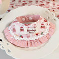 Load image into Gallery viewer, Soft cotton strawberry print ruffle pet collar with adjustable snap-button closure