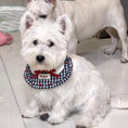 Load image into Gallery viewer, West Highland White Terrier wearing vintage plaid ruffle bow bandana