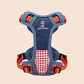 Load image into Gallery viewer, dog harness and leash set denim blue adjustable reflective pet harness for small to large dogs