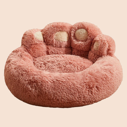 Paw-Shaped Plush Pet Bed Anti-Slip Warm Calming Bed for Cats & Small Dogs