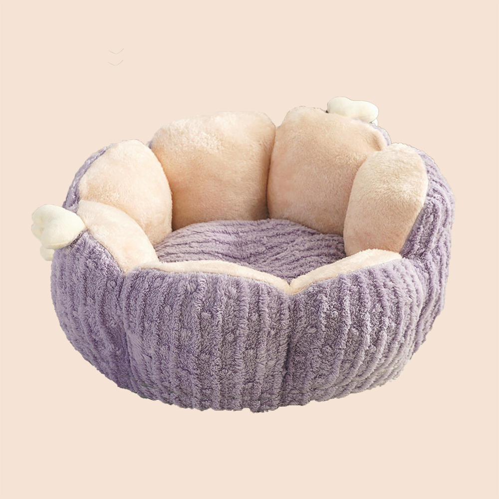 Cactus Blossom Plush Cat Bed – Cozy Wrap-Around Sofa Bed with Removable Cushion for Cats