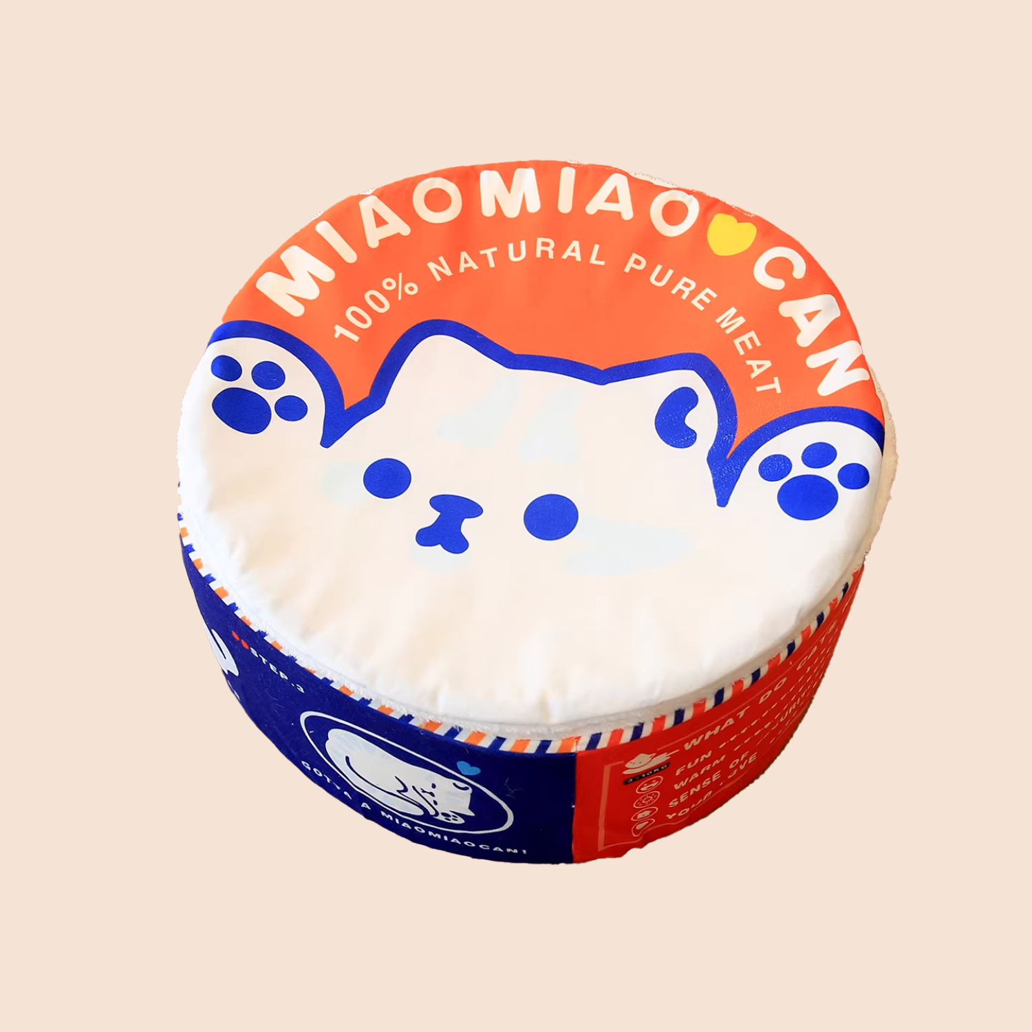 Canned Food Style Plush Cat Bed – Cozy Round Sleeping Nest with Cushion for Cats & Small Dogs