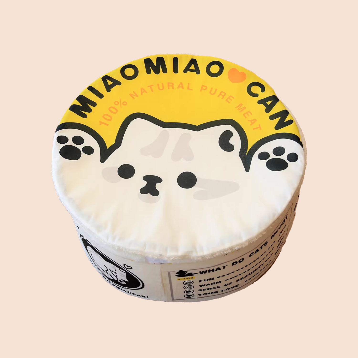 Canned Food Style Plush Cat Bed – Cozy Round Sleeping Nest with Cushion for Cats & Small Dogs