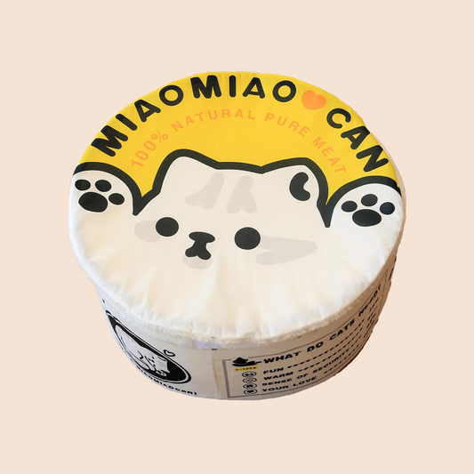 Canned Food Style Plush Cat Bed – Cozy Round Sleeping Nest with Cushion for Cats & Small Dogs