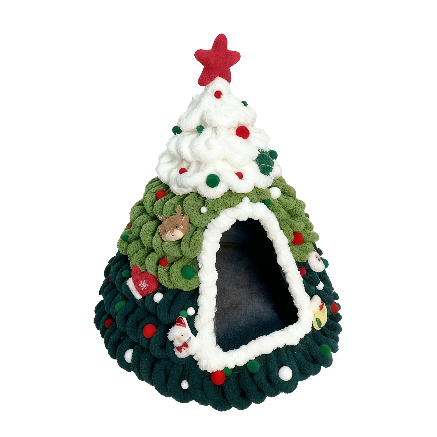DIY Christmas Tree Cat House Kit – Felt Pet Bed with Ornaments | Build-Your-Own Christmas Hideaway for Cats & Kittens