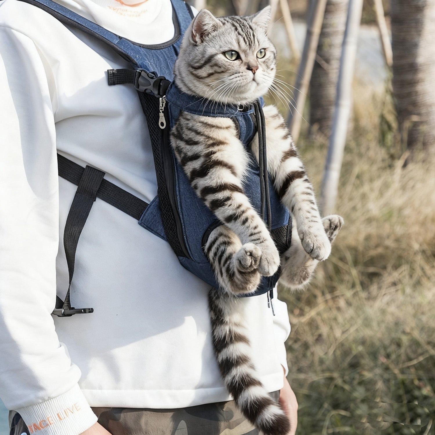 Front Chest Pet Carrier Backpack – Legs Out Travel Bag for Small Dogs & Cats