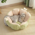 Load image into Gallery viewer, Cactus Blossom Plush Cat Bed – Cozy Wrap-Around Sofa Bed with Removable Cushion for Cats
