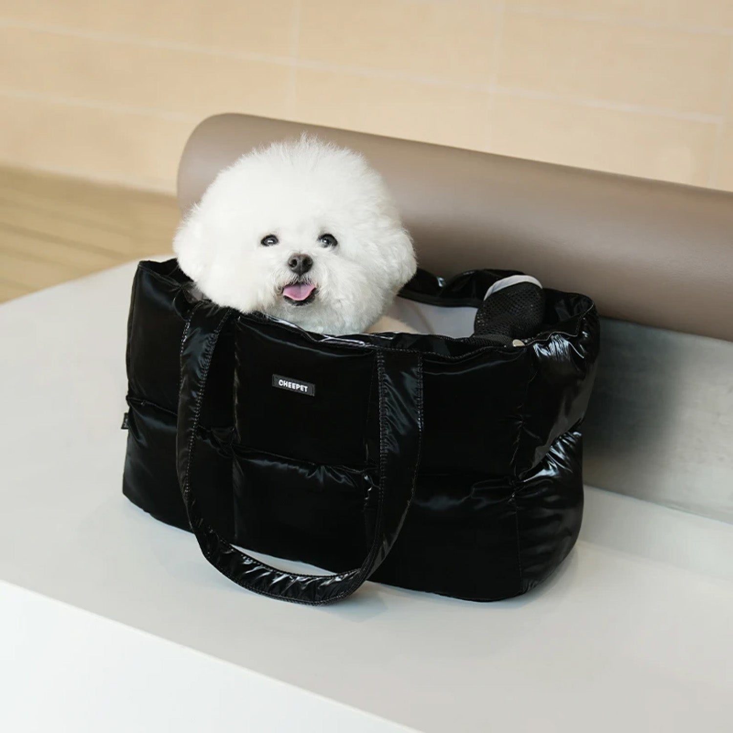 Glossy Padded Pet Carrier Bag | Lightweight Travel Tote for Cats & Small Dogs