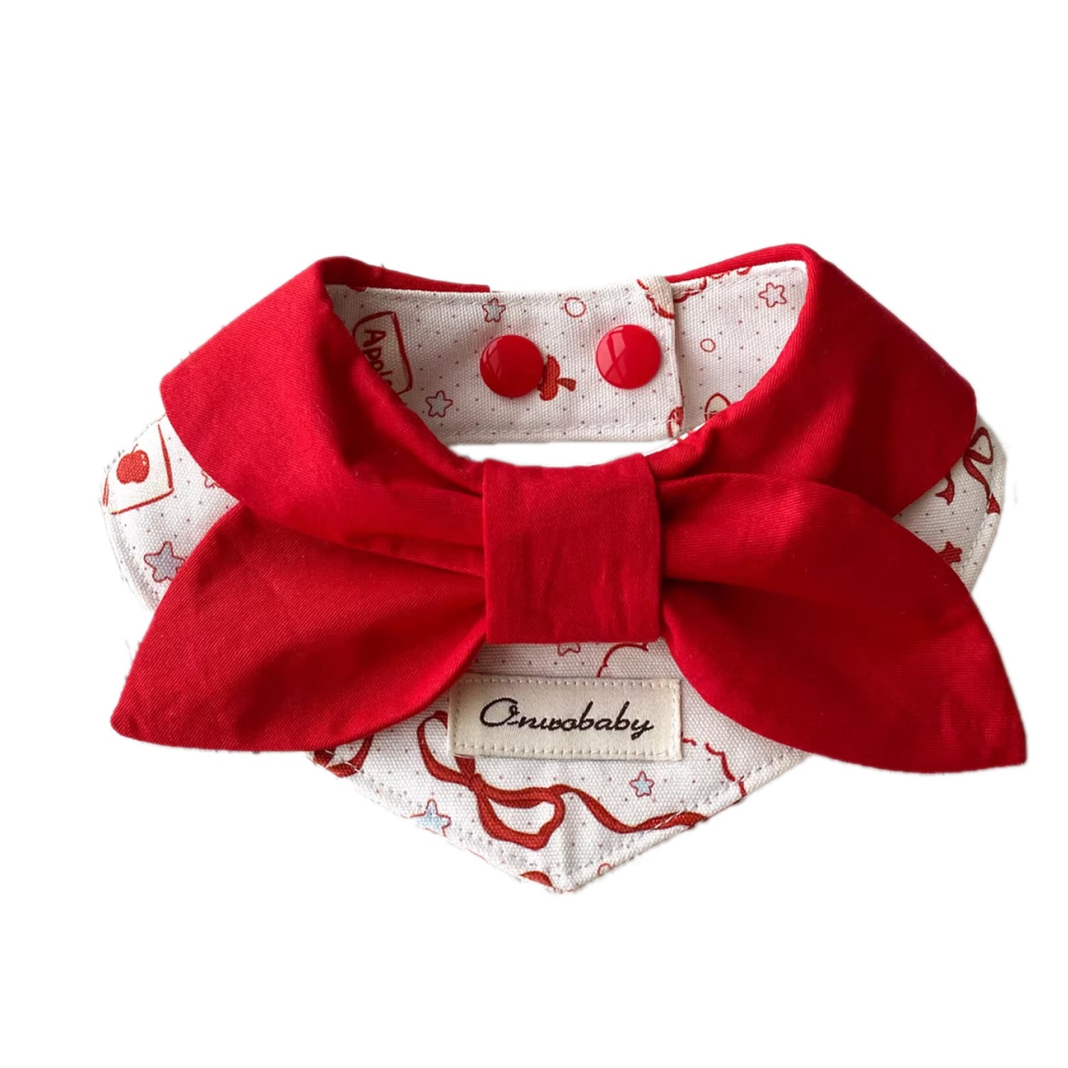 Red Bow Pet Bandana Collar, Adjustable Cotton Scarf Collar for Cats and Dogs