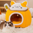 Load image into Gallery viewer, Lucky Cat Plush Cave Bed – Soft Enclosed Sleeping House for Cats & Small Dogs
