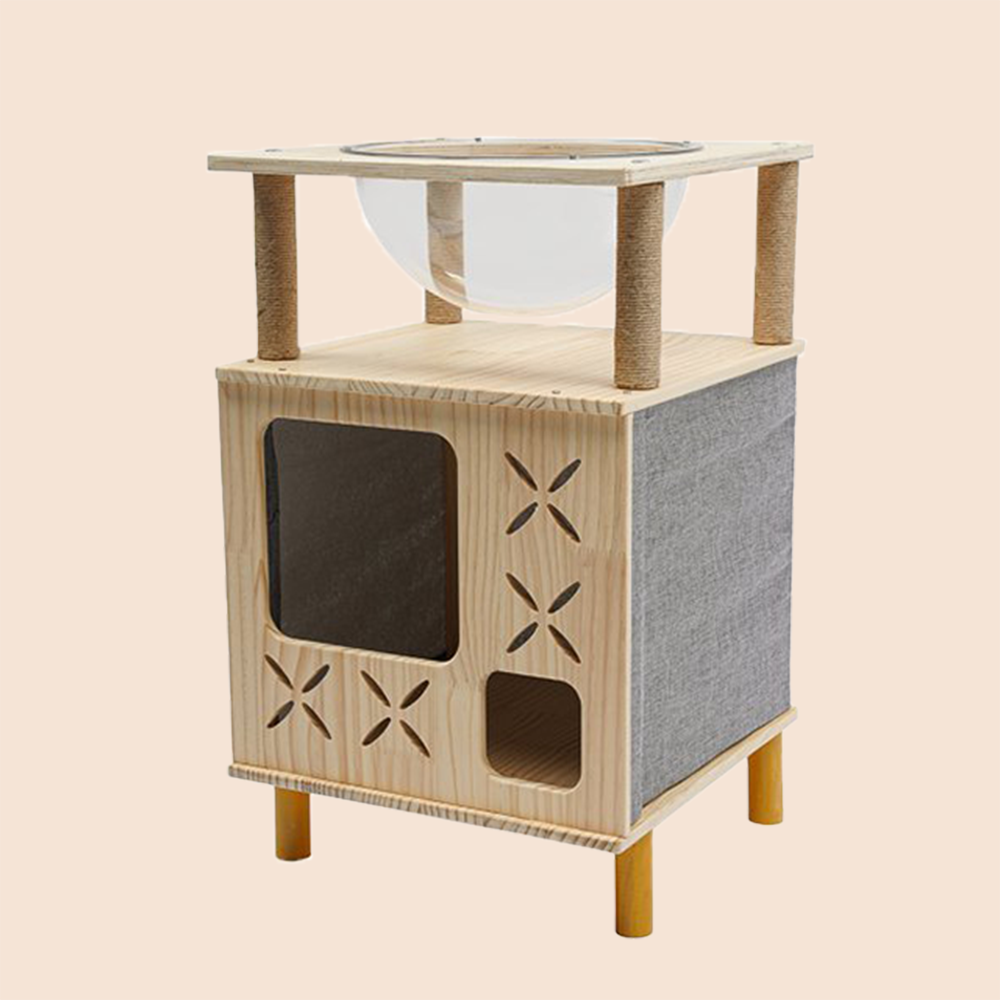 All-in-One Cat Climbing Frame with Enclosed Condo & Clear Space Capsule