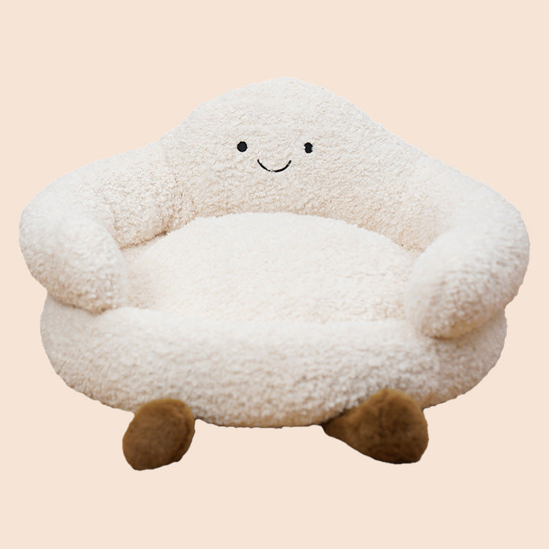 Cloud Hug Plush Cat Sofa Bed – Warm High-Back Cozy Pet Bed for Cats & Small Dogs