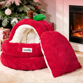 Load image into Gallery viewer, Apple-Shaped Plush Cat Cave Bed – Warm Fully Enclosed Sleeping Nest for Cats & Small Dogs
