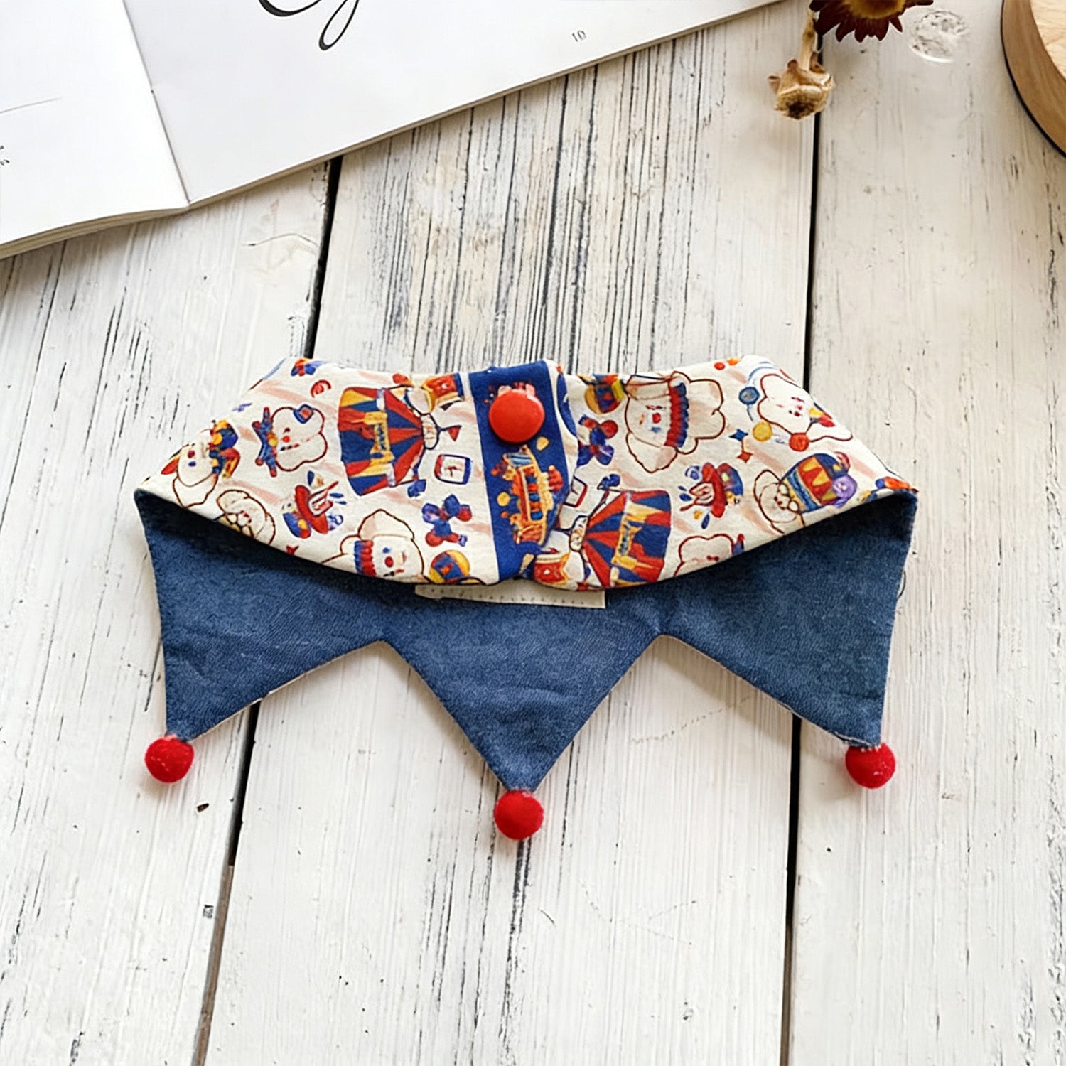 Reversible Circus Print Pet Bandana Collar