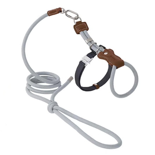 Soft Rope Cat Walking Set - adjustable cat harness with rope leash product overview | GraviPaw