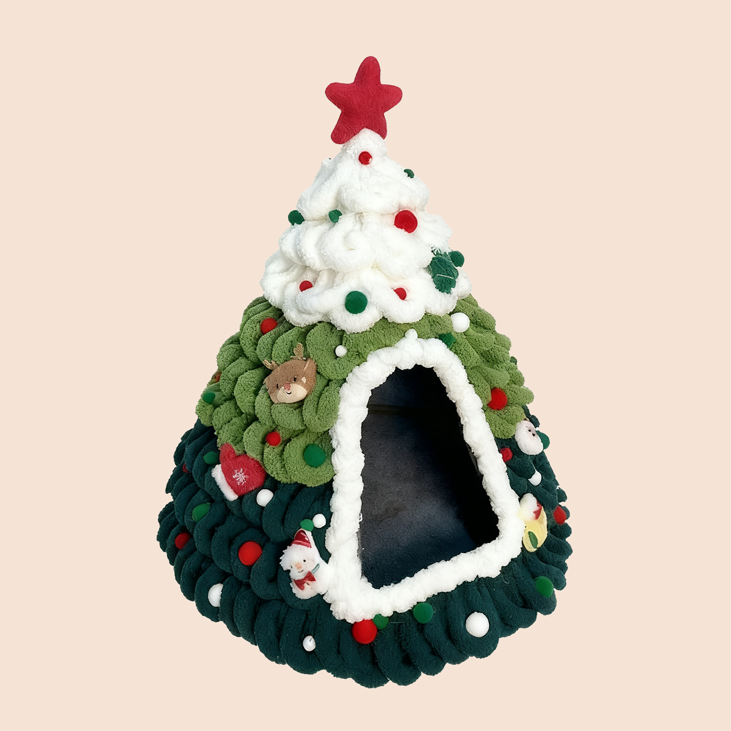 DIY Christmas Tree Cat House Kit – Felt Pet Bed with Ornaments | Build-Your-Own Christmas Hideaway for Cats & Kittens
