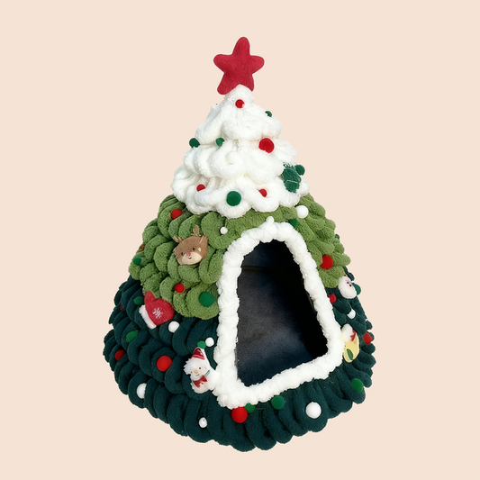 DIY Christmas Tree Cat House Kit – Felt Pet Bed with Ornaments | Build-Your-Own Christmas Hideaway for Cats & Kittens