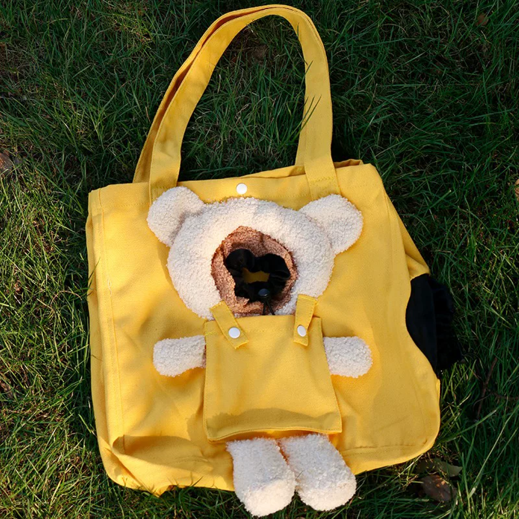Roomy Bear Canvas Pet Carrier Tote