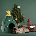 Load image into Gallery viewer, Christmas Tree Semi-Enclosed Cozy Cat House
